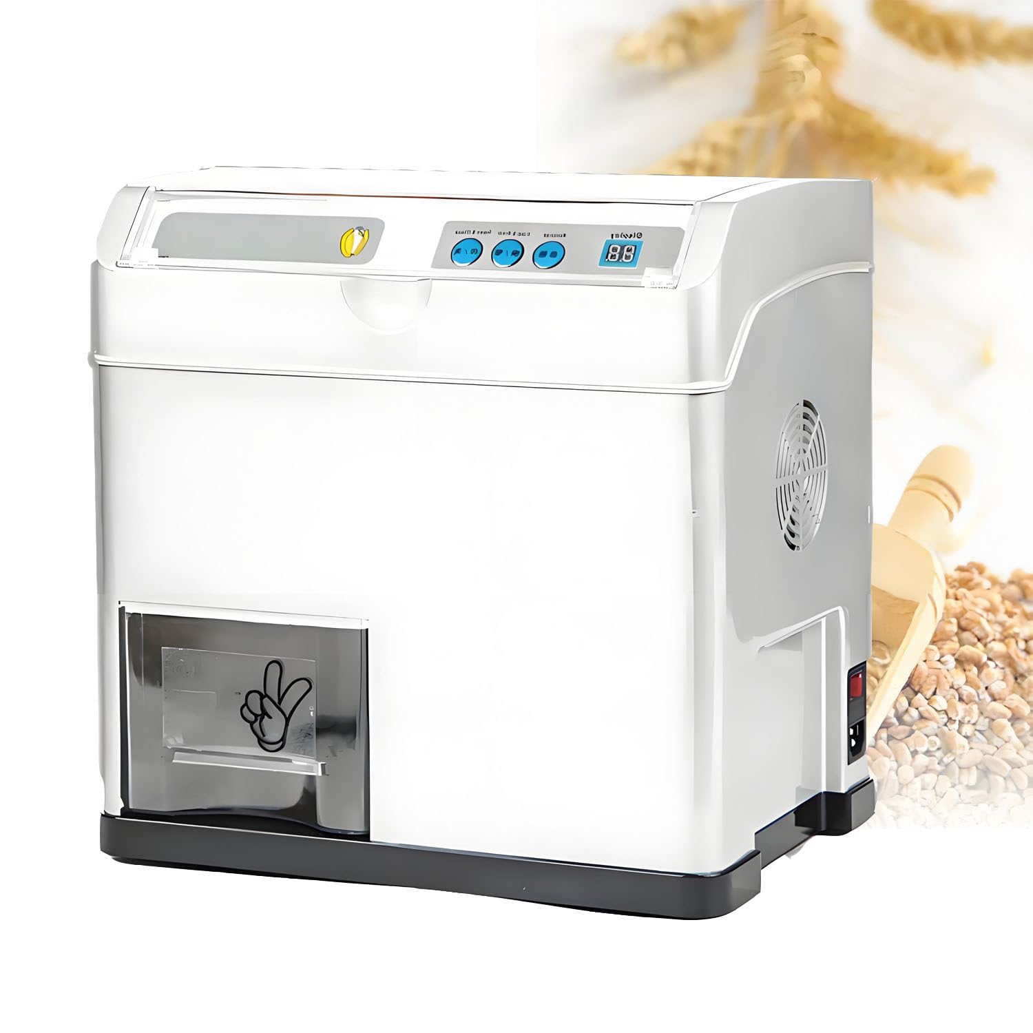 Sheller per cereali da 500 W, manopola di regolazione per lucidatura del riso (0-270 gradi), 30 kg/h, alta capacità, design durevole, a basso rumore, per riso, grano e riso integrale