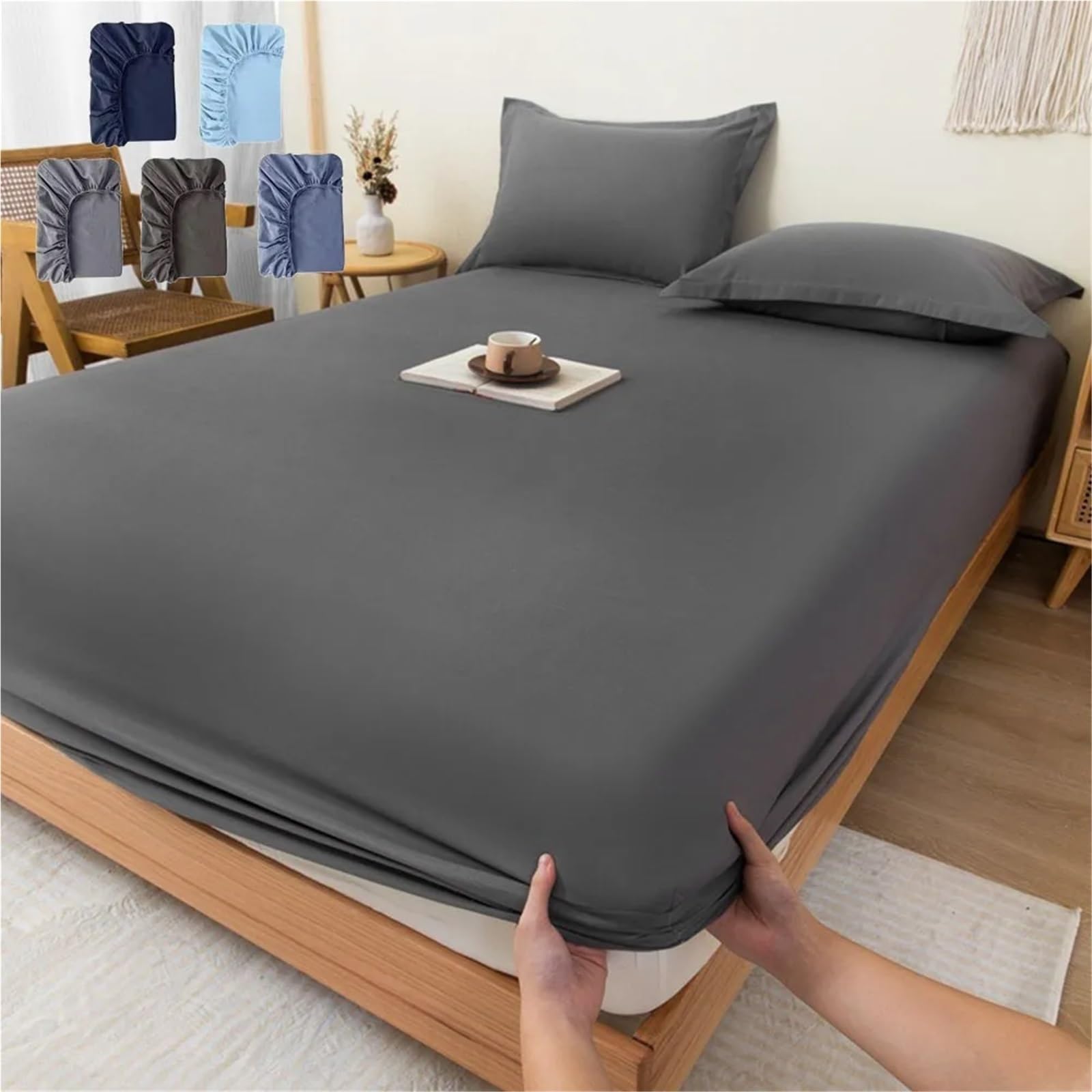 Funda de colchón con Banda elástica, Color Liso, Protector for Cama Individual, Doble, tamaño King, sin Funda Almohada para ColchóN(Dark Pink,180x200cm)