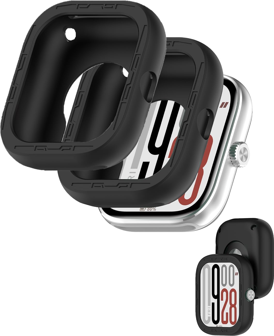 [2pack] Case for Xiaomi Redmi Watch 5,NOUKAJU Smartwatch Silicone Protector Cover,Easy to Install,Drop-Proof,Soft,Protective Case for Redmi Watch 5(Black)