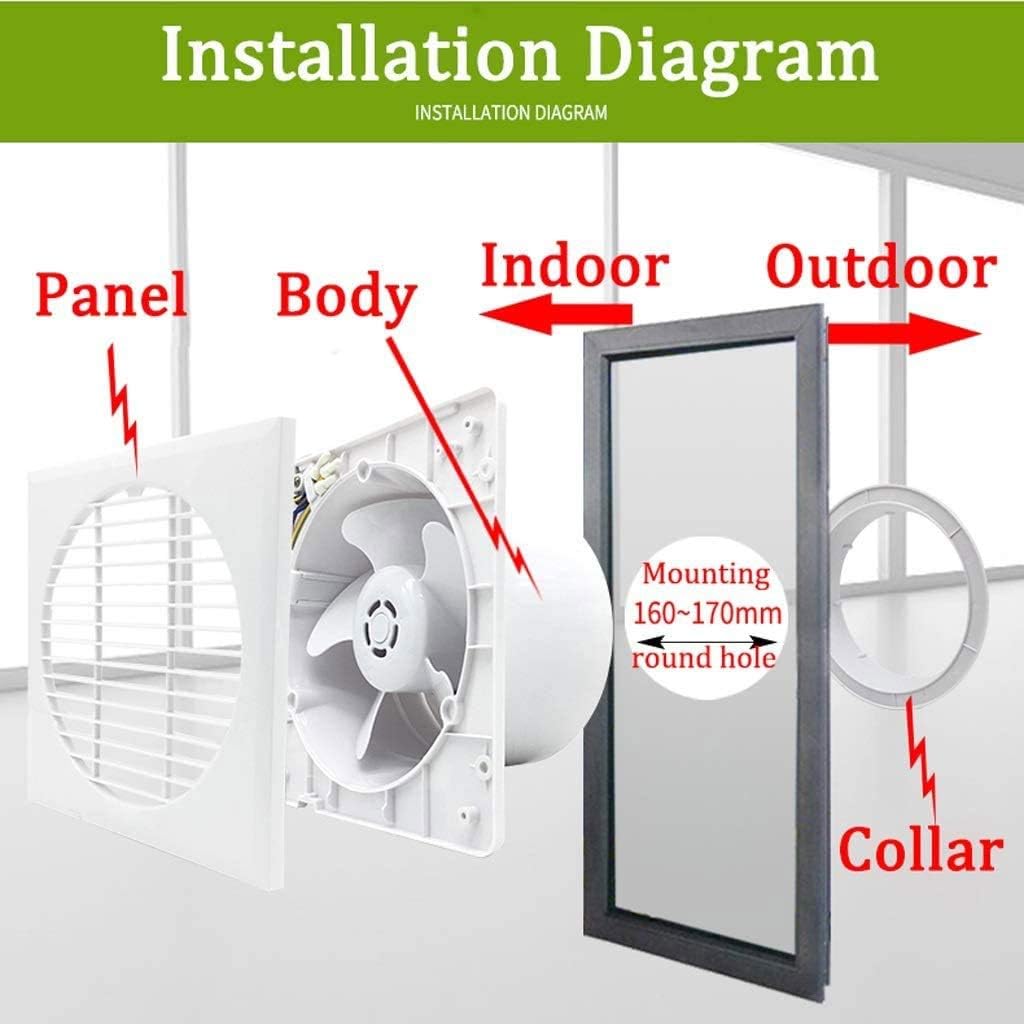 6 inch Exhaust Fan Home Bathroom Toilet Kitchen Low Noise Ventilator Wall Mounted Extractor Pipe Exhaust Fan
