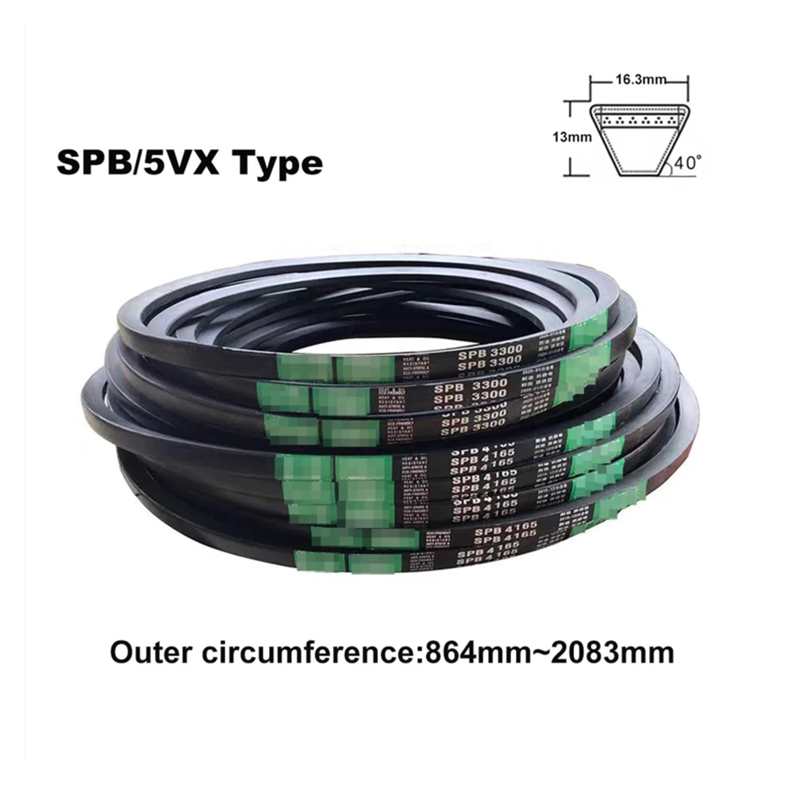 Typ SPB 5V Gumowe pasy przenośnikowe z napędem pasowym Pasek transportowy Obwód zewnętrzny: 864 mm–2083 mm(1950mm)