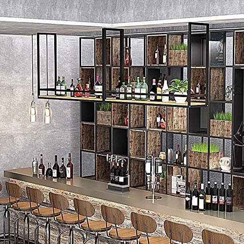 Casier à vin de plafond JATIBOSH noir avec rambarde sécurisée