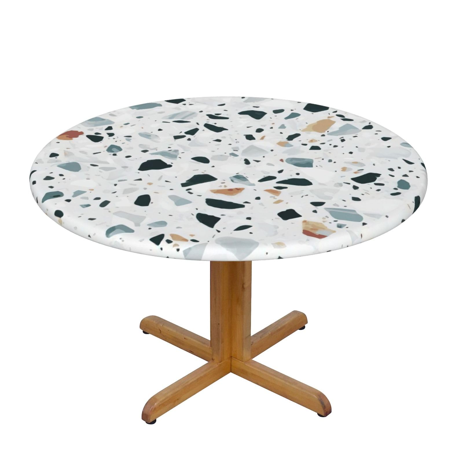 Terrazzo Marble Pastel Print Oxford Wipeable Tablecloth Oil-Resistant Outdoor Table Cover Reusable Birthday Table Protector
