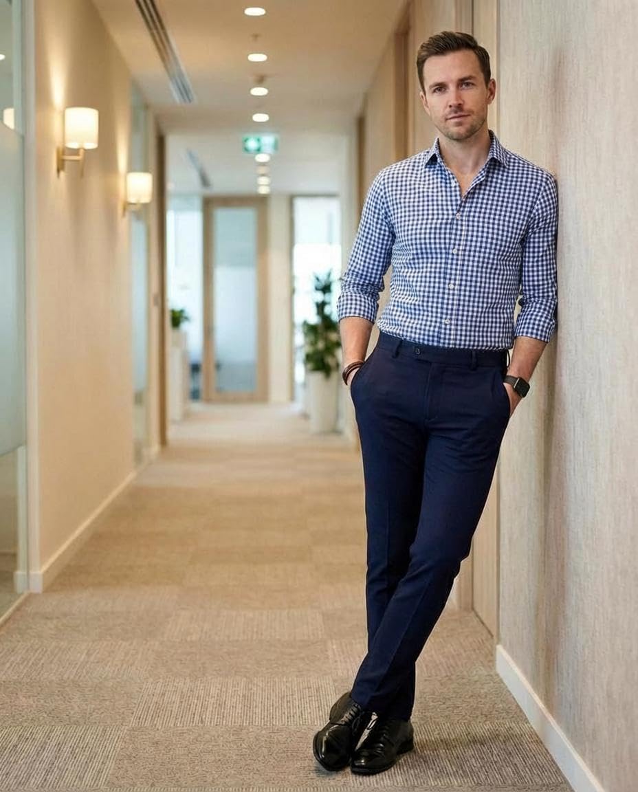 Anand Stylish Slim Fit Men's Wear Stretchable Formal Trousers -AI_CRD_MT_Blue_XL