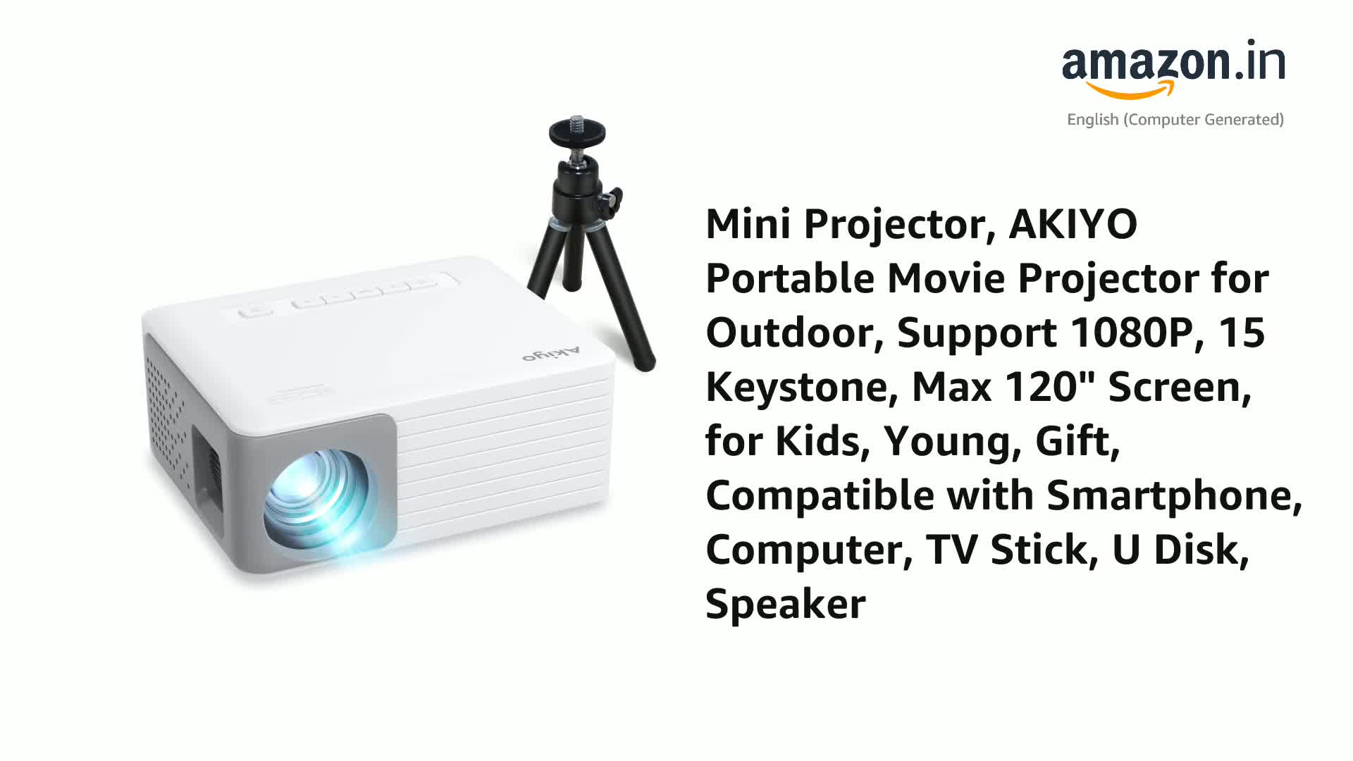 Mini Projector, AKIYO Portable Movie Projector for Outdoor