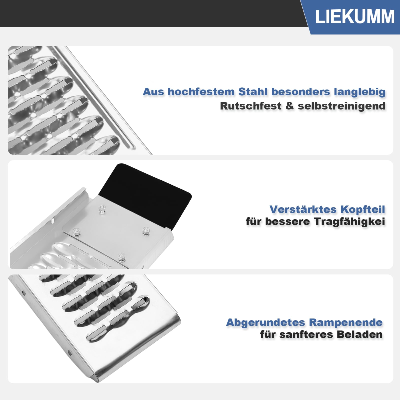 LIEKUMM 2 rampe di carico da 153 x 22,5 cm, portata 440 kg, per moto | Rampa di carico in acciaio per rimorchi, auto, garage, moto elettriche, ATV, officina, magazzino, moto