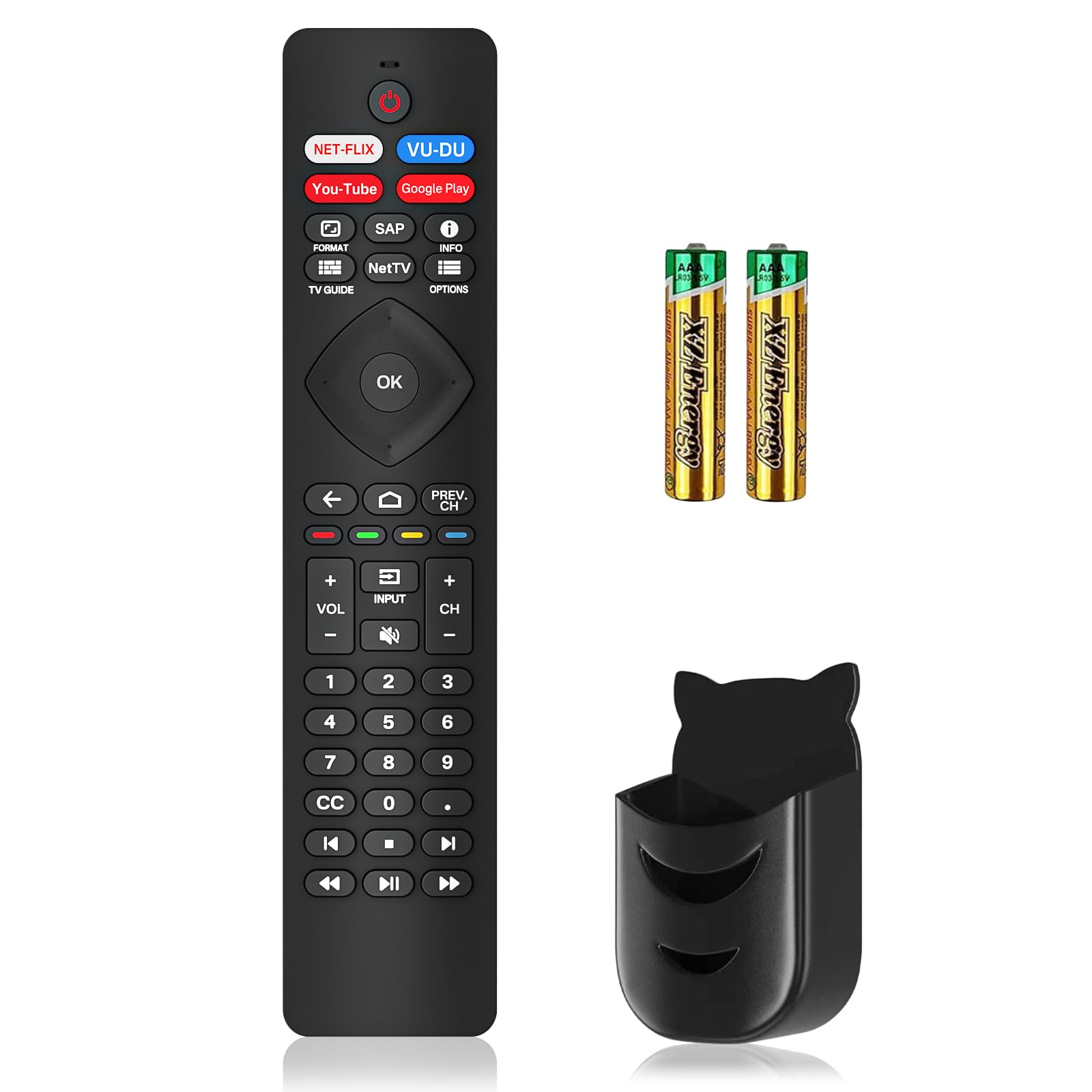 NH800UP RF402A-V14 - Telecomando di ricambio per tutte le Smart TV Philips, con supporto e batteria, telecomando IR per Smart TV Philips Android LED LCD 4K con quattro tasti di scelta rapida