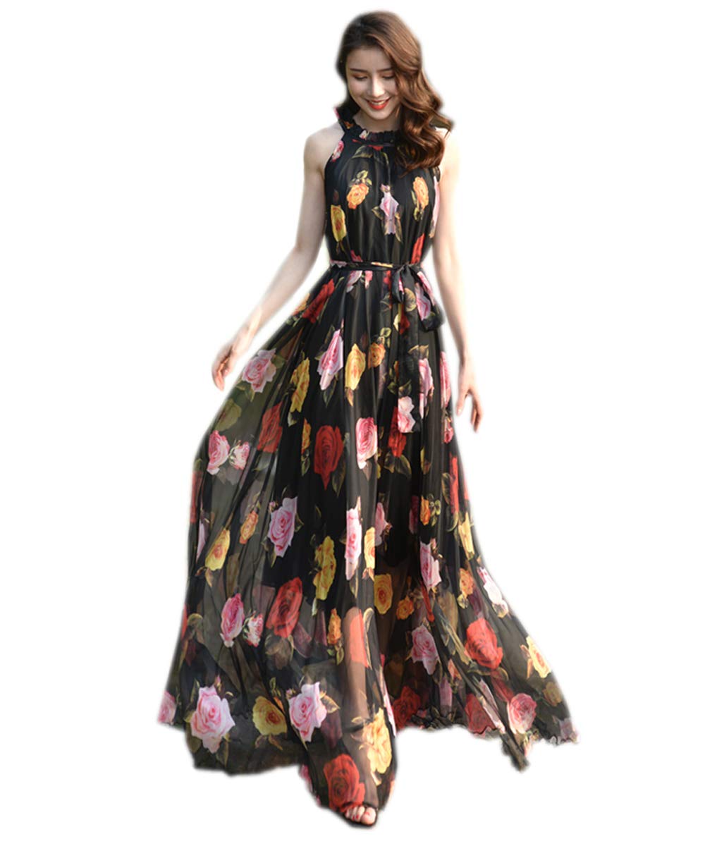 MedeShe Women's Summer Floral Long Beach Maxi Dress Lightweight Sundress