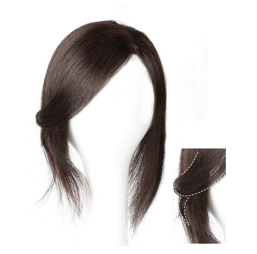 Seitenscheitel, handgebunden, 5,1 x 7,6 cm, Mono-Echthaar, Clip-In-Aufsatz für Frauen mit dünner werdendem Haar, 25,4 cm, Dunkelbraun