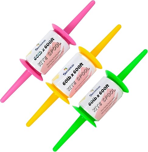 Miniatura 7 de Simxkai Carrete de cometa, enrollador de carrete de cometa, mango de cuerda de cometa de agarre, línea de cometa trenzada de 600 pies para cada