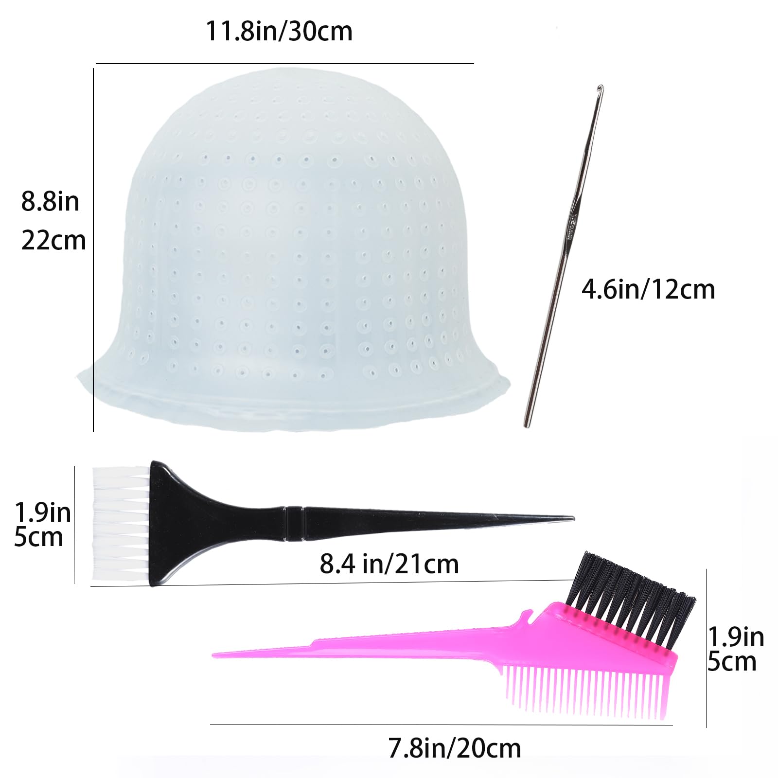 Pre-perforado con agujeros de silicona para el cabello, juego de color de cabello profesional reutilizable con gancho, herramientas de teñido de peluquería para mujeres y hombres 3