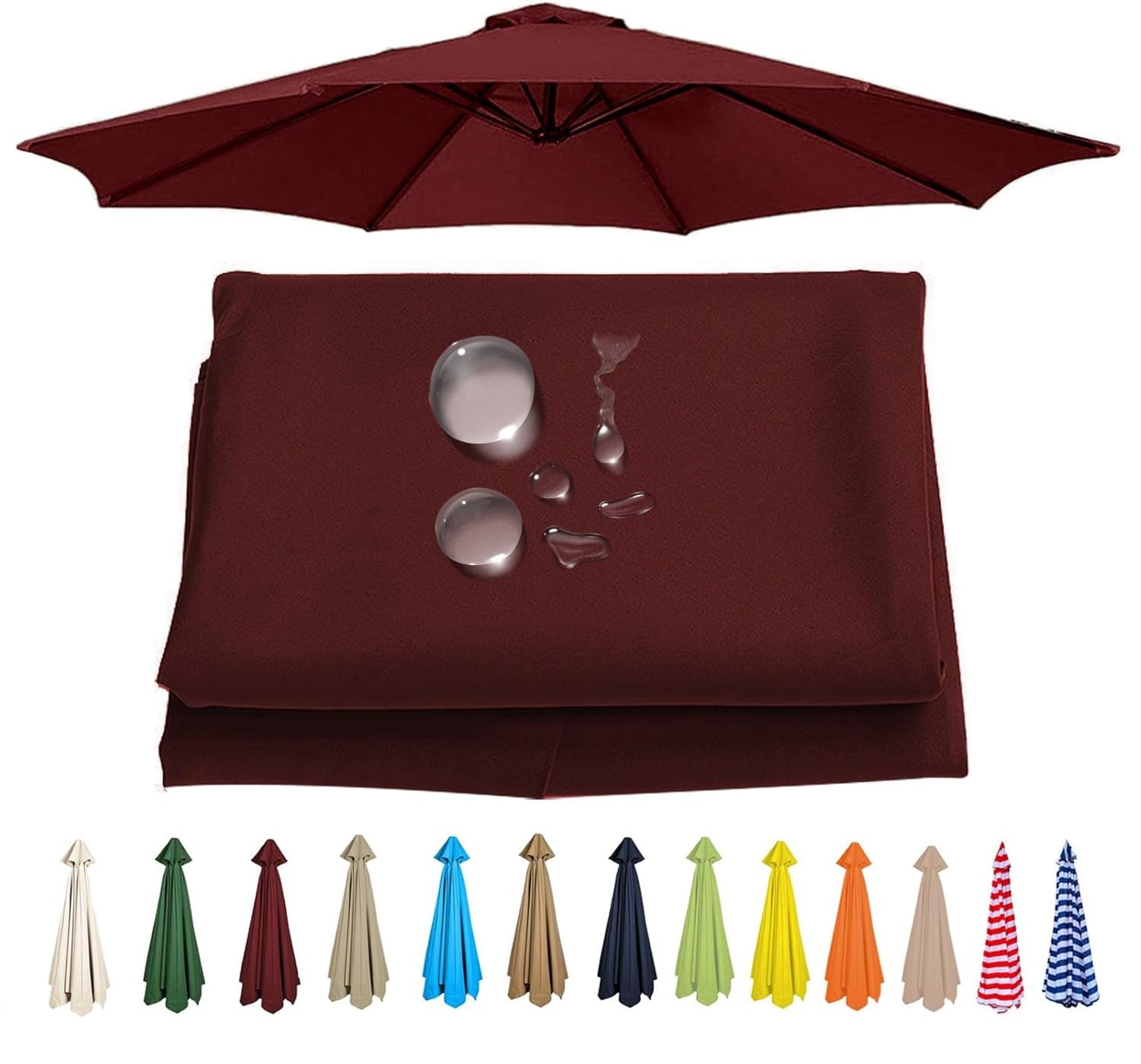 Uwobtn Unisex B6 Replacement Parasol Canopy 2.5M 3.0M 3.5M, For Patio Deck Balcony Pool Garden Outdoor Waterproof Umbrella Replacement Fabric 6/8 Arms Sunshade Umbrella Cloth(,8Ribs 350Cm/11.5Ft)