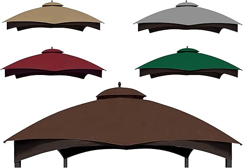 SCOCANOPY Parte superior de repuesto marrón compatible con Lowe's Allen Roth 10X12 Gazebo modelo #GF-12S004B-1#GF-12S004BTO#TPGAZ17-002C