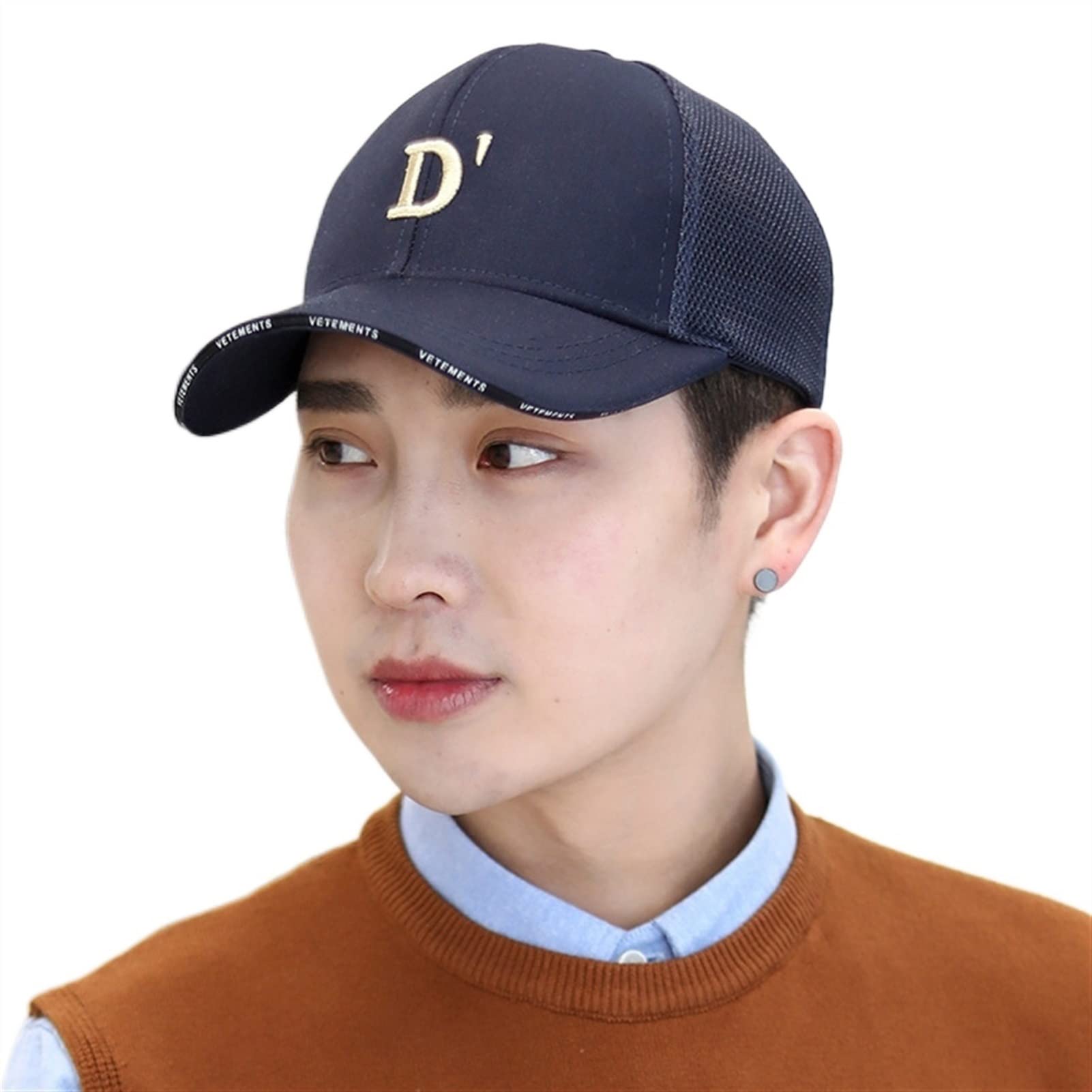 xiaoxueEmbroidered Letter Baseball Cap Couple Sun hat (Color : Dark Blue, Size : Medium)