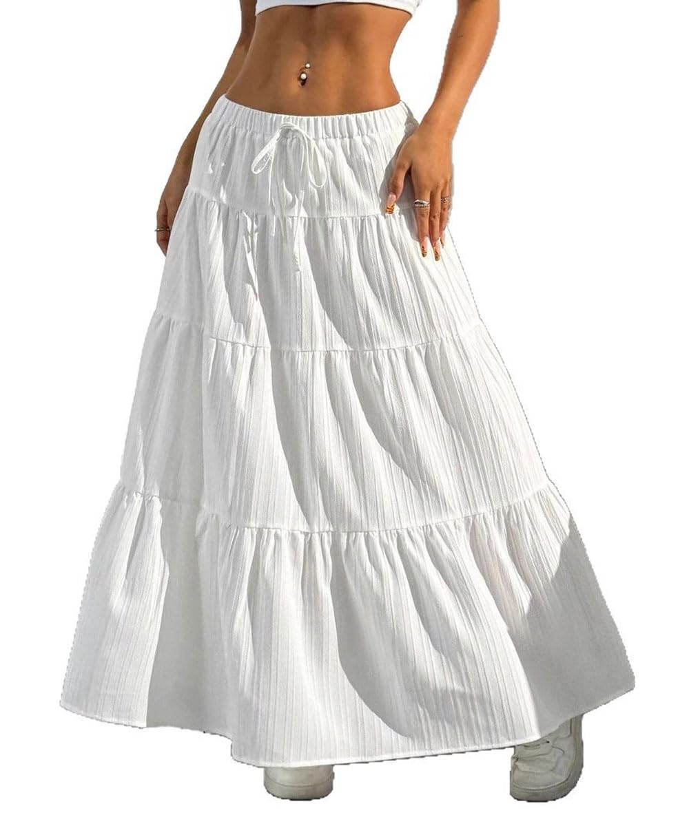 Spódnica damska, długa, z wysoką talią, elegancka spódnica maxi, linia A, elastyczna warstwa, spódnica midi do noszenia w czasie wolnym, jednokolorowa (wielokolorowa, S-XL)