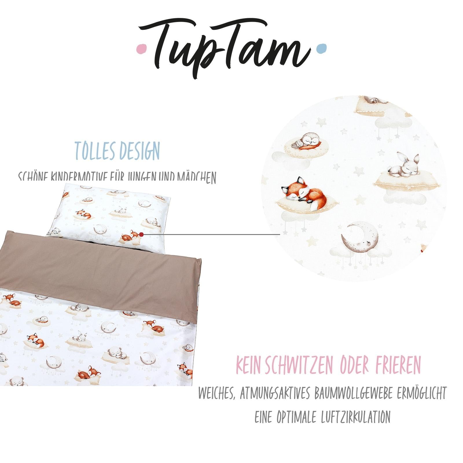 TupTam Juego de Ropa de Cama para Niños, de 2 Piezas., Conejo/Rosa/Lunares, 120x90 cm — view 137