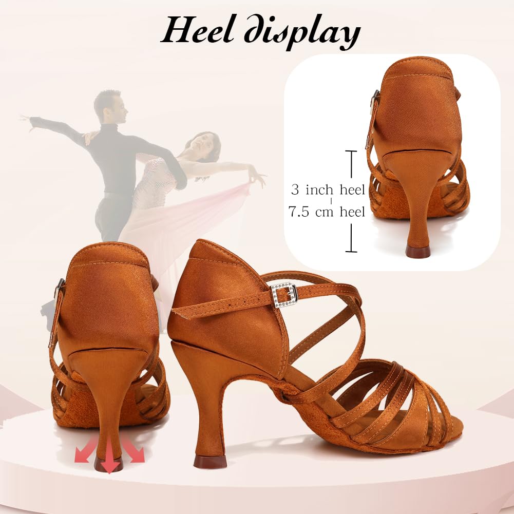 Zapatos de Baile de Salon Latino Mujer Baratos Salsa y Bachata Zapatos Baile 7,5 cm de Tacón