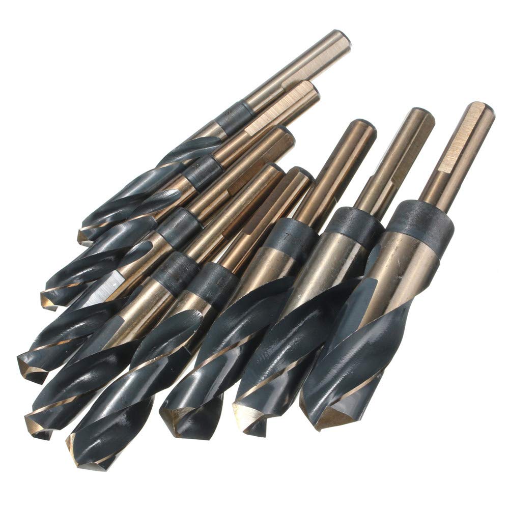 Juego de brocas helicoidales Hss 4241 de vástago de 1/2 pulgada, 8 piezas, 9/16 a broca helicoidal de 1 pulgada para metal de madera - 1#