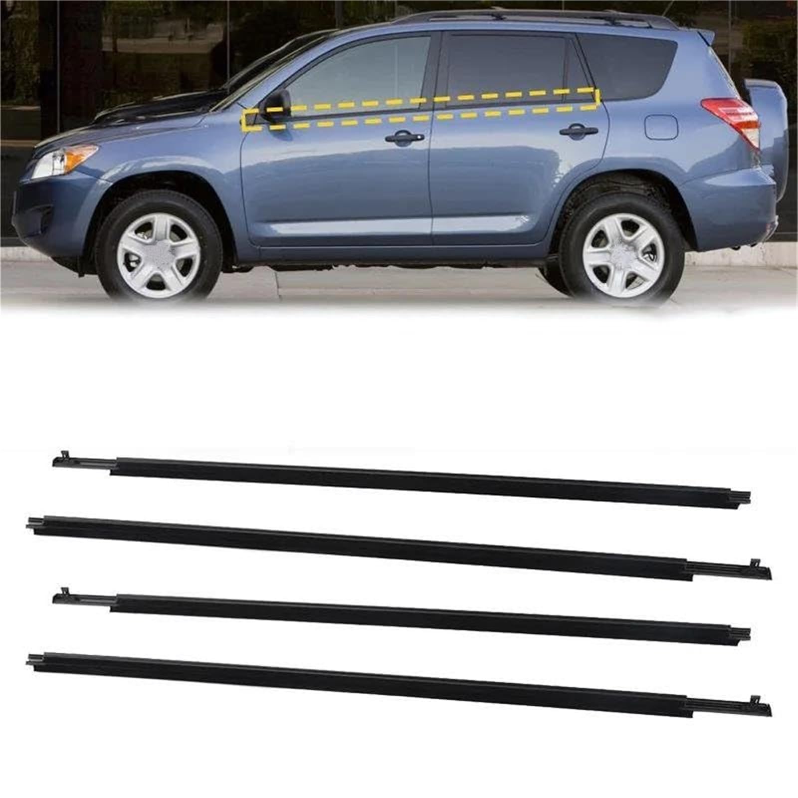 Protezione per i Bordi delle Portiere dell'auto, guarnizioni per finestrini, Strisce di Gomma sigillanti per vetri, per Toyota, per RAV4, 2009-2012, Striscia di Tenuta per Il Tetto dell'auto