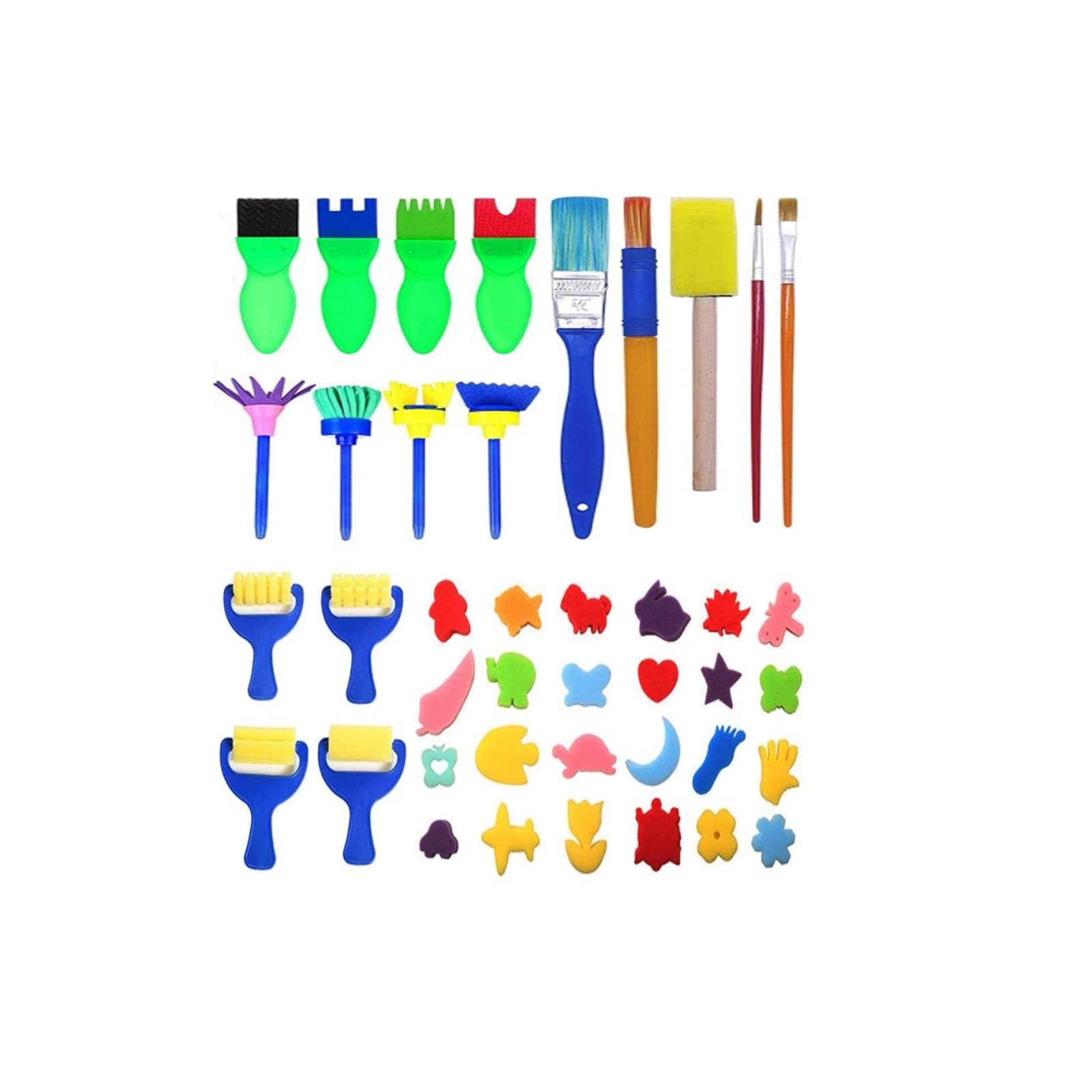 ZXF 41 Pcs Sponge Paint Brushes Kits, Kids Painting Brushes Drawing Tools Kits, DIY Paint Sets for Kids Arts and Crafts
