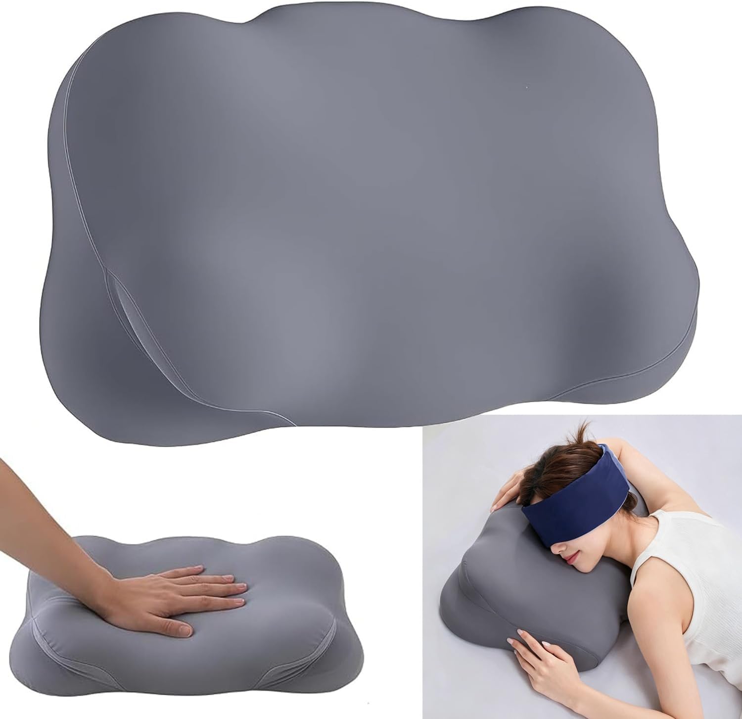Cloud Pillow - Ergonomic Memory Foam Pillow, Memory Foam Pillow for Neck (Grey)