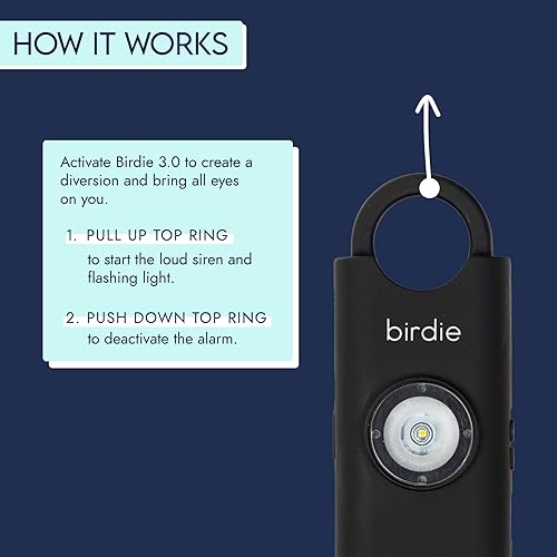Miniatura 3 de She's Birdie - La alarma de seguridad personal original para mujeres - Sirena fuerte, luz estroboscópica y llavero para defensa personal -