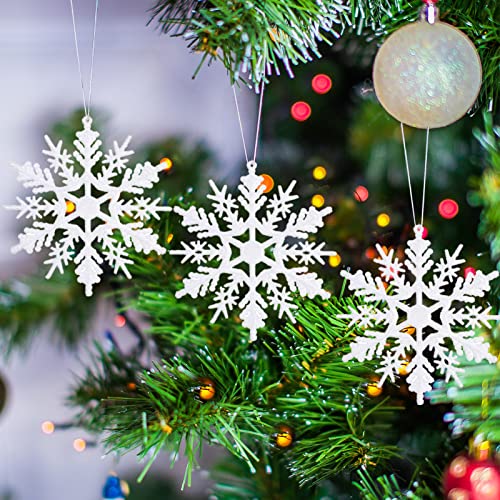 YIEUR 30 Stück Schneeflocken Weihnachten Weiß Deko Anhänger, 10cm...