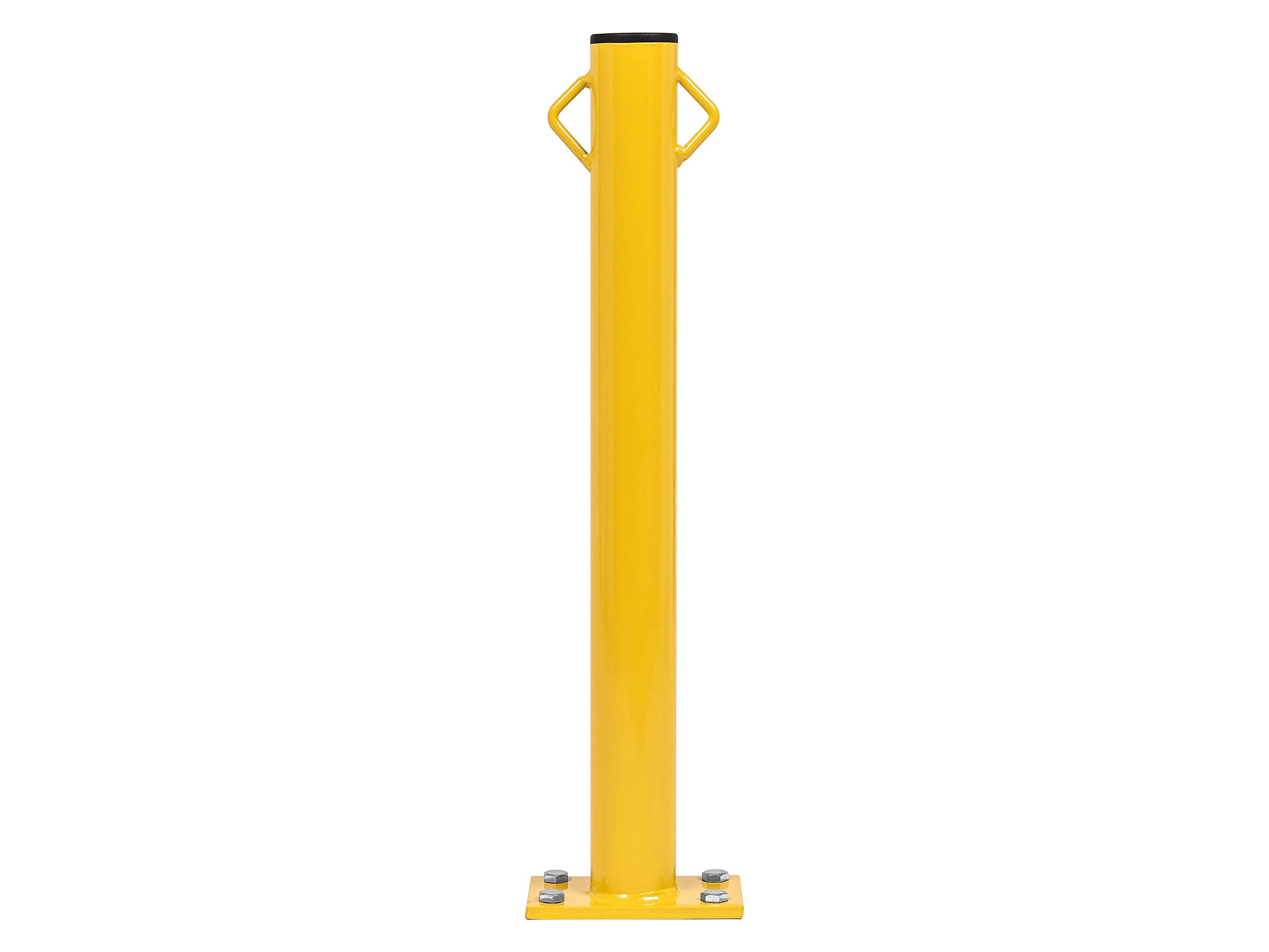 Driveway Barrier Post - Yellow Fixed Parking Security Bollard - The Workplace Depot