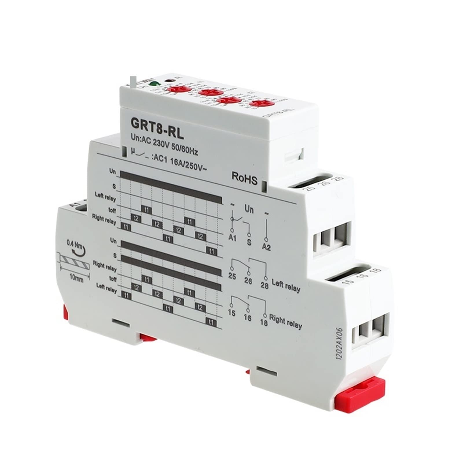 GRT8-RL 16A Relè temporizzatore invertitore destra-sinistra ciclo alternativo 2NO2NC AC 230V o AC/DC12-240V 1Pcs(GRT8-RL AC230V)