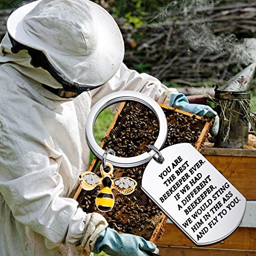 FEELMEM Beekeeper Gift The Bee Whisperer Gift You are The Best Beekeeper Ever Honey Bee Keychain Beekeeping Gift4