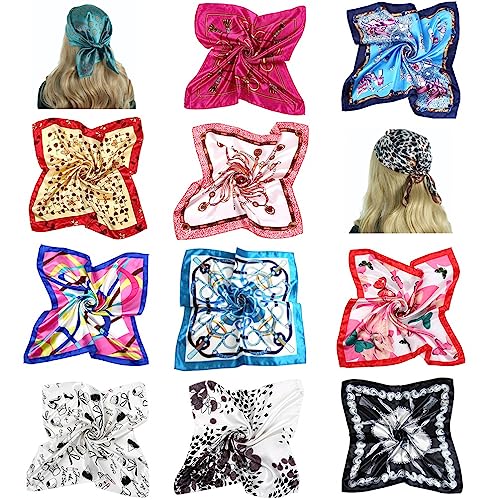 10 bufandas cuadradas de seda mixta para mujer bandana...