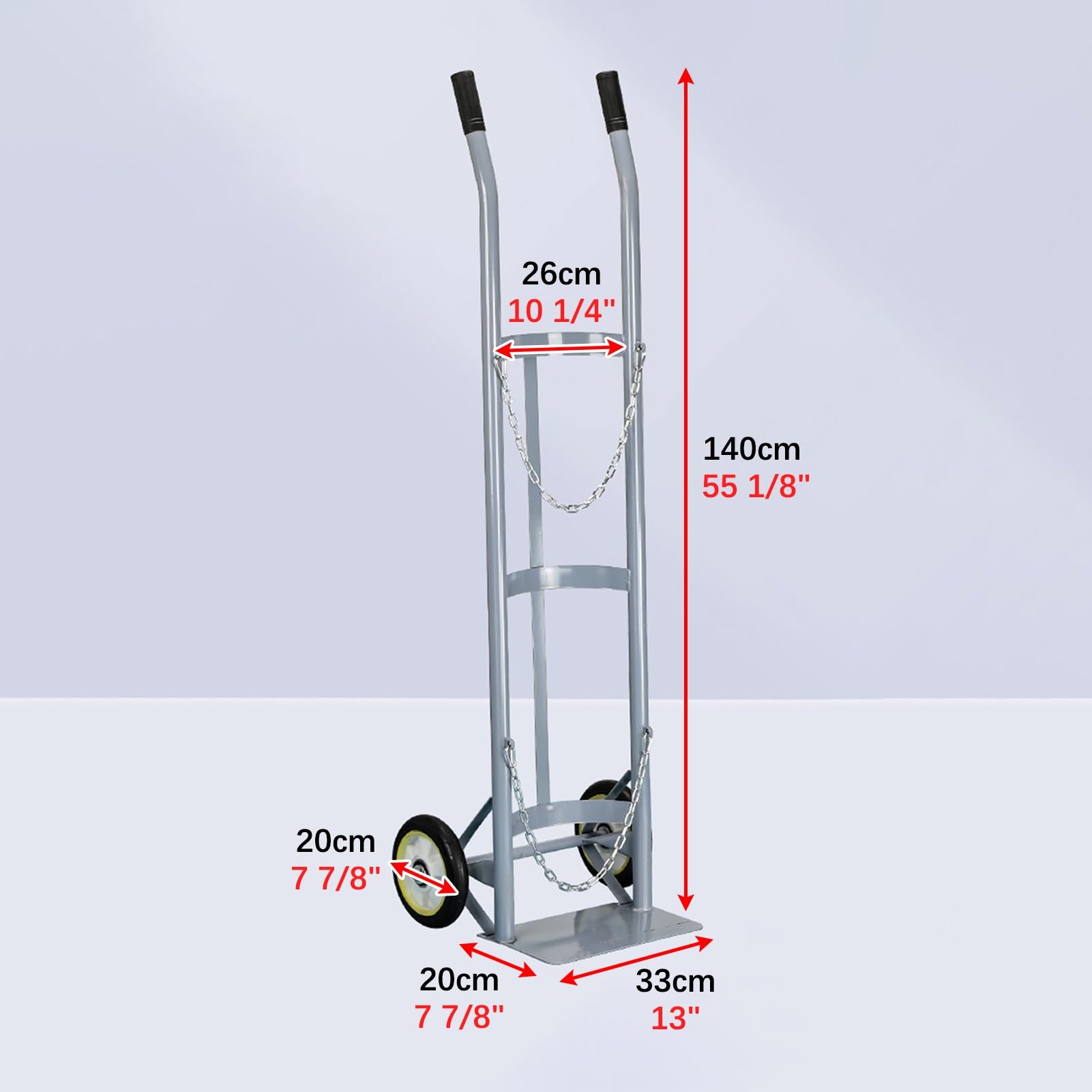 Portabotellas de Oxígeno Carrito de Transporte para Tanque de Oxígeno de 2 Ruedas con Asa, Carrito Resistente para un Solo Cilindro de Oxígeno/ gas, Camión con Soporte para Botella de Oxígeno para Fáb