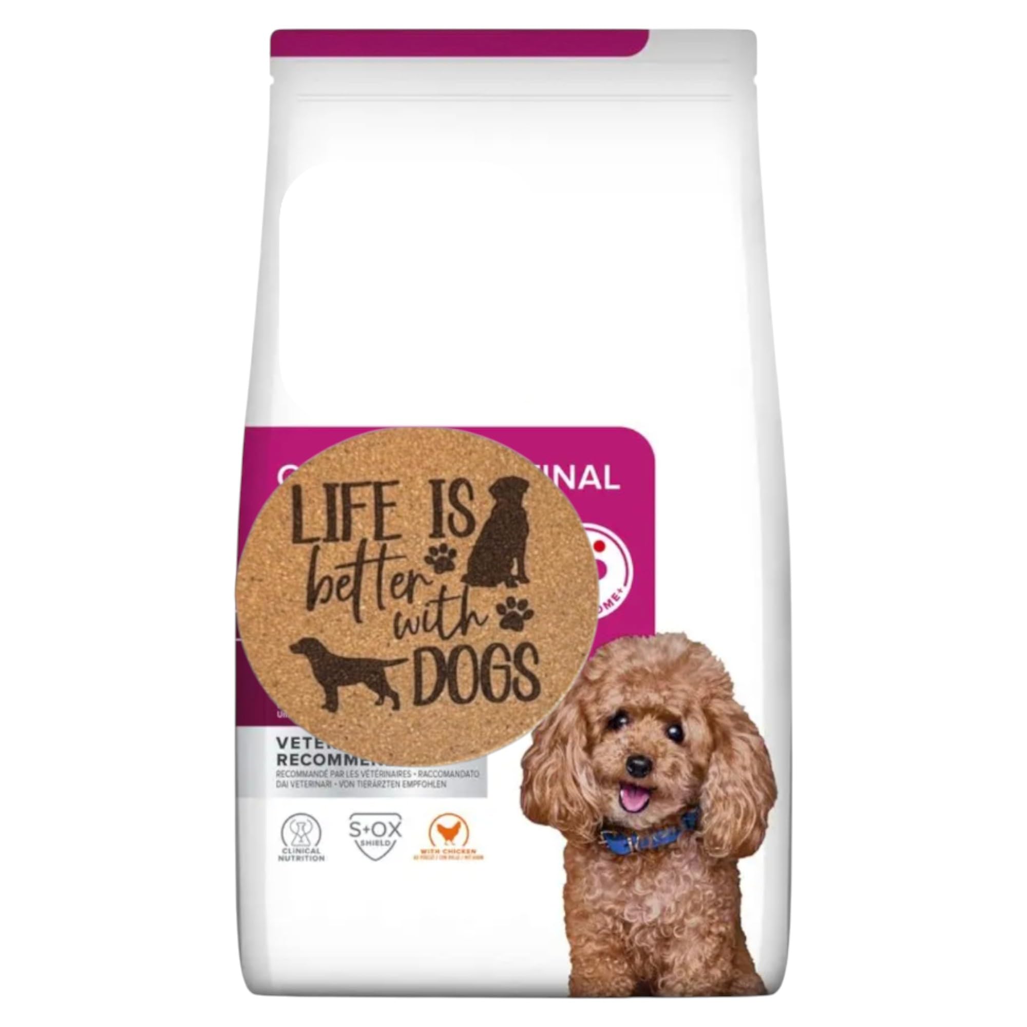 AETN Creations Gastrointestinal Biome Style Mini Dog Food Bundle 1kg Dry with Exclusive Dog Quote Coaster – Supports Optimal Digestion for Small Breed Dogs