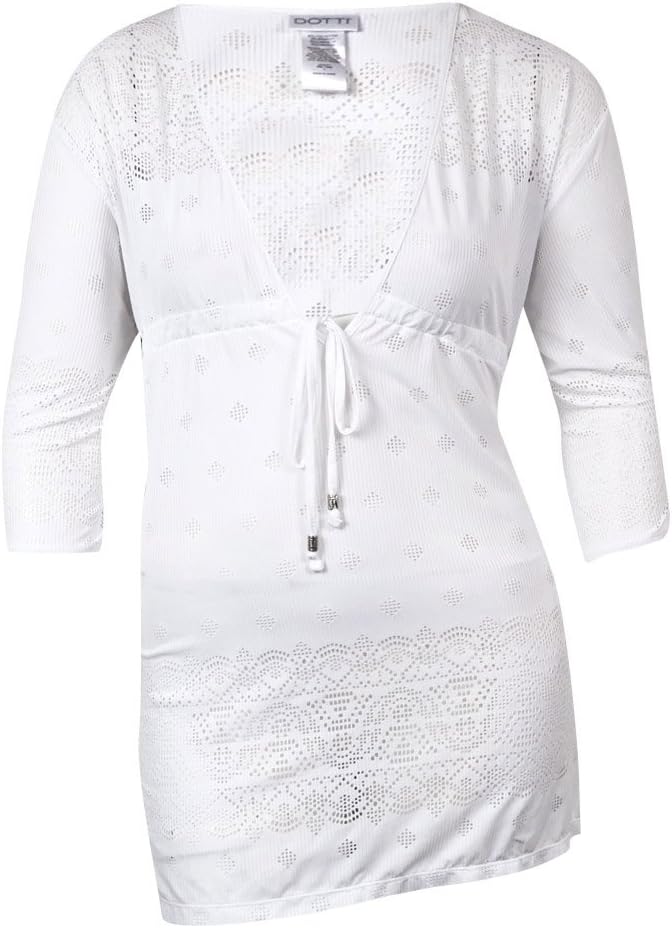 Dotti Women's Women's All Deco'd Out V-Neck Tunic Swim Cover Up White L