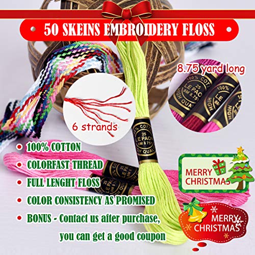 Embroidery Floss Rainbow Color 50 Skeins Per Pack Cross Stitch Threads Friendship Bracelets Floss Crafts Floss #TOP5