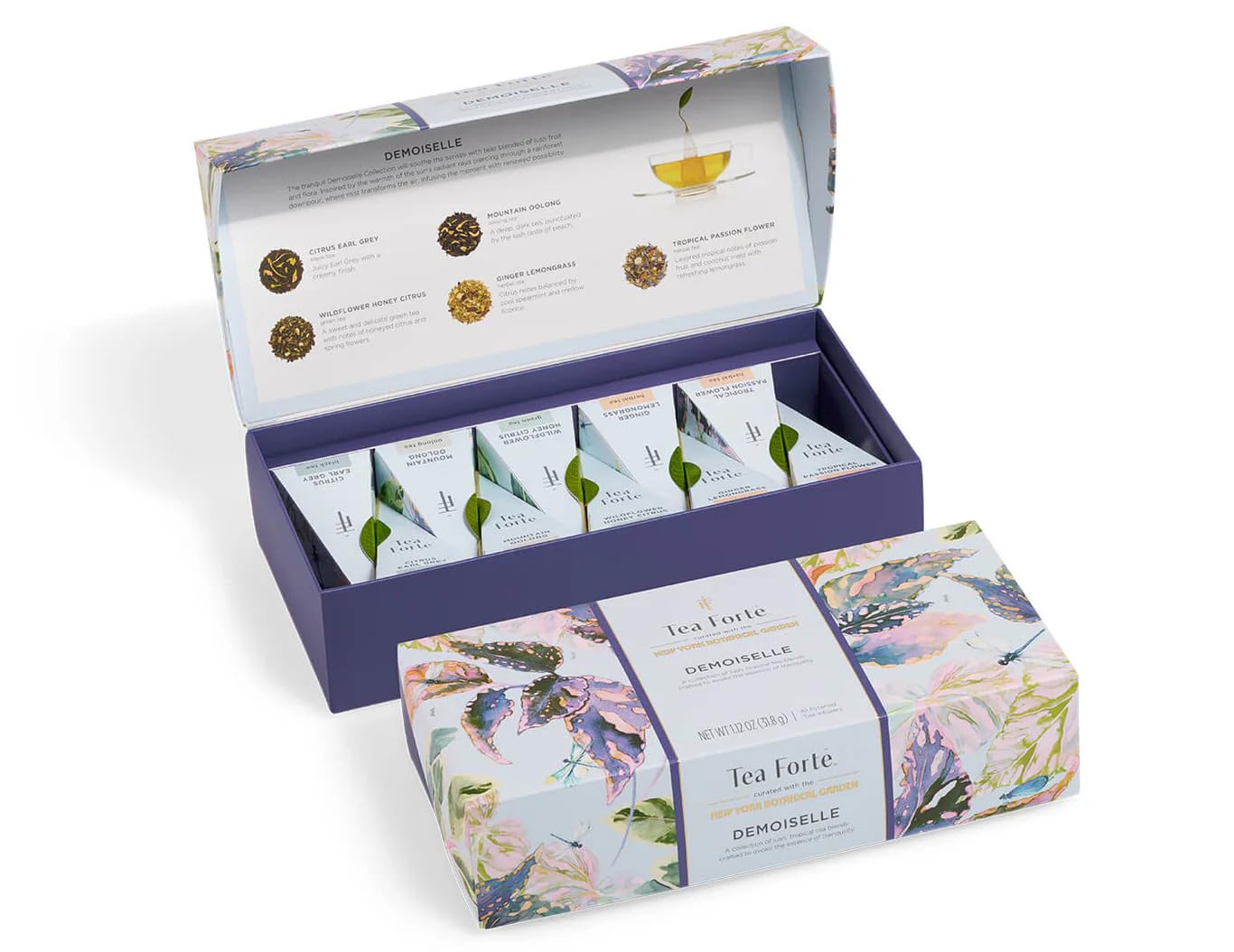 Tea Forte Demoiselle Premium Tea Petite Caja de Presentación, Juego de Regalo de Muestra de Té, 10 Unidades, Bolsas Infusoras Piramidales