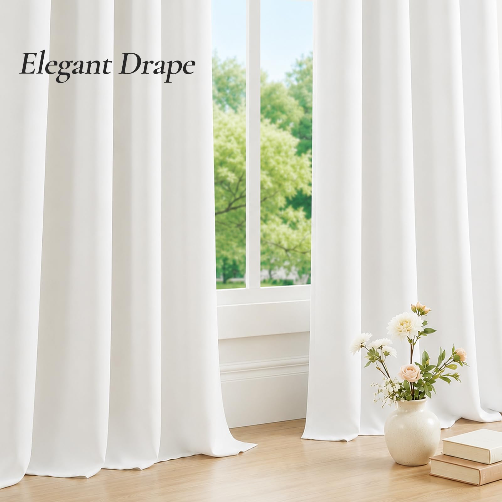 Ystyle Tende Semioscuranti per Interni 2 Pezzi, 140x300 cm, Tende Camera da Letto Moderna con Anelli, Tenda Termica Isolante Freddo e Caldo Morbido Idrorepellente, per Soggiorno Cameretta, Bianco