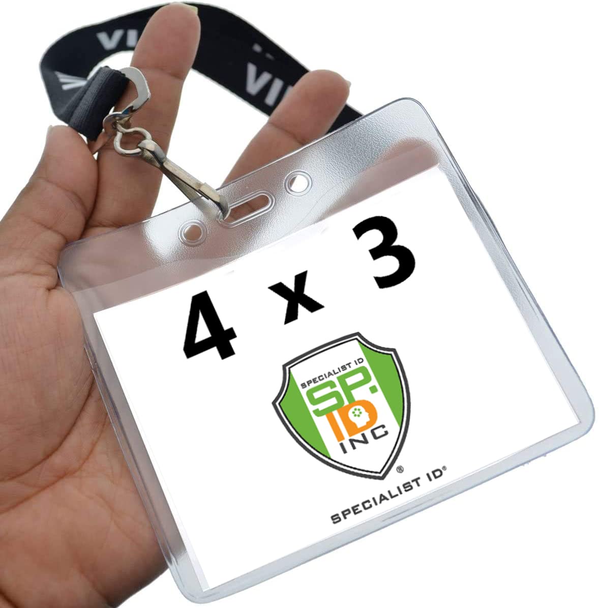 Convención Pass 4 x 3 pulgadas Nombre Badge Holders con cordones (10 unidades) por ID de Specialist