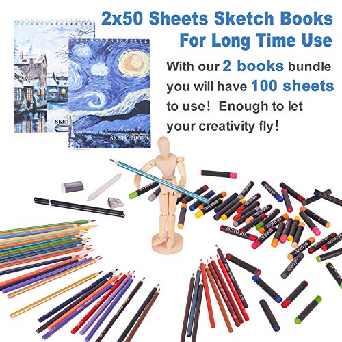 image for COOL BANK 93 Piece Deluxe Art Creativity Set with 2 x 50 Page Drawing 