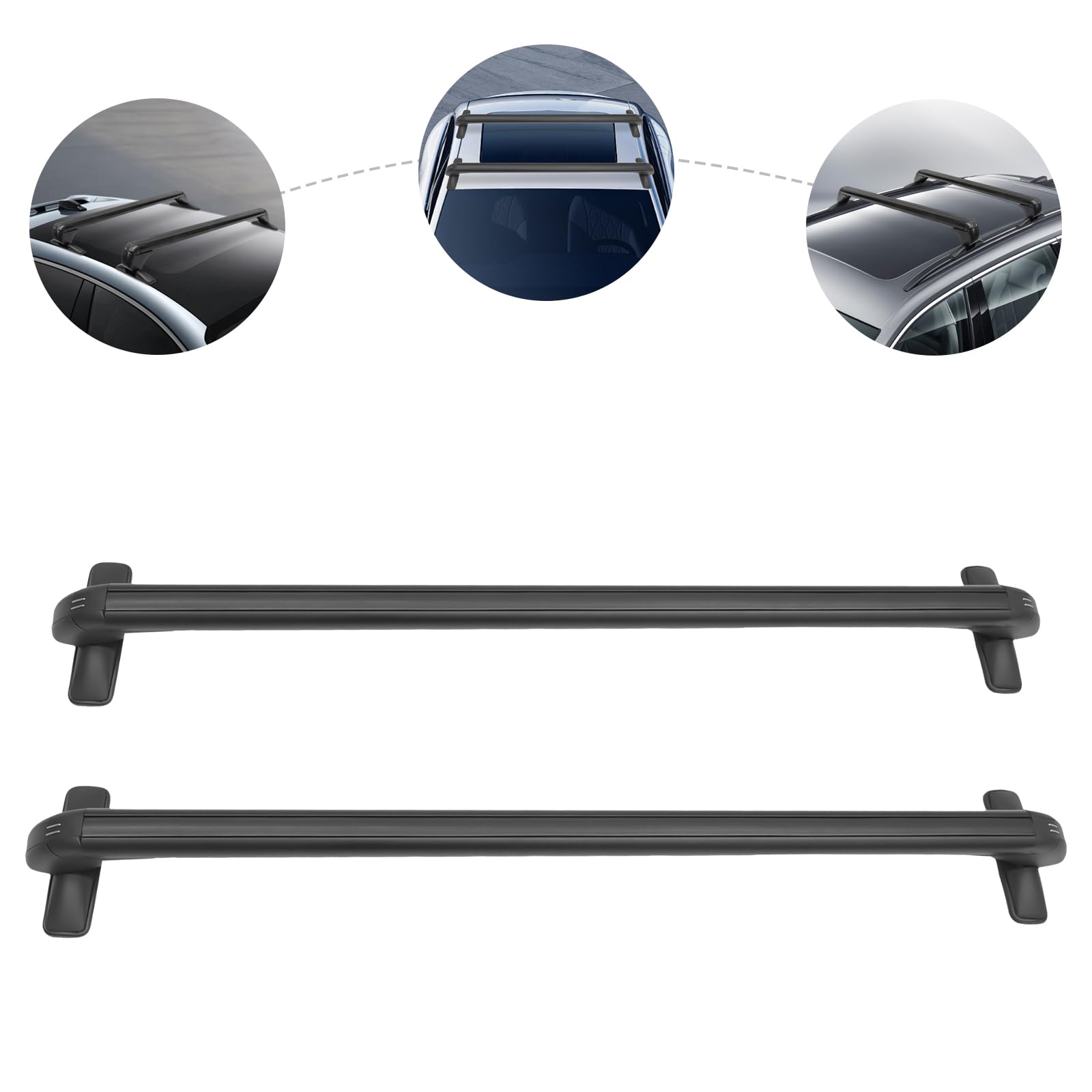 Barras de Techo universales de Aluminio,baca Coche Universal,Barras Techo Coche,Carga máxima de 45 kg,aptas para la mayoría de Coches de 4 o 5 Puertas