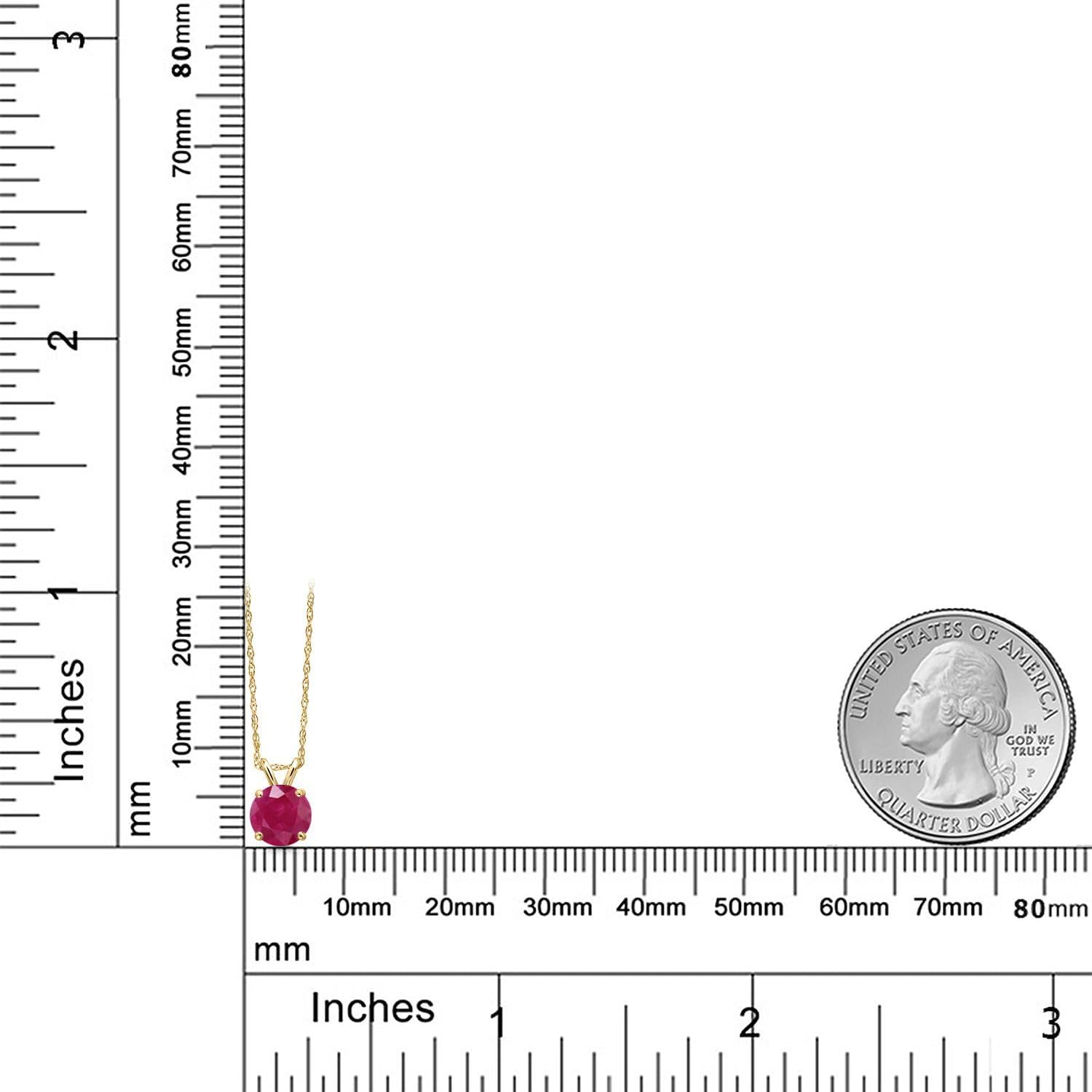 Gem Stone King 14K Yellow Gold Red Ruby Pendant Necklace for Women | 1.00 Cttw | Gemstone July Birthstone | Round 6MM | With 18 Inch Chain - Image 6