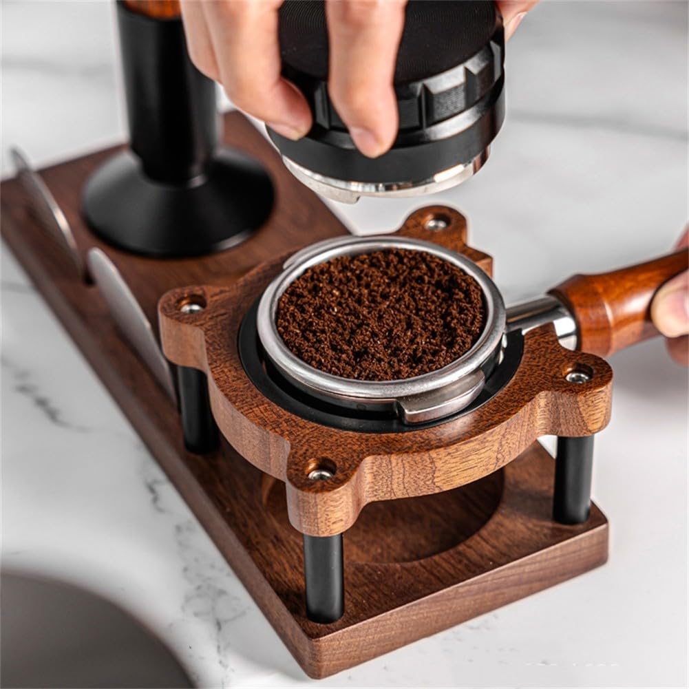 Wysokiej jakości drewniany tamper do kawy 51/58 mm - podstawa Sapele narzędzie do prasy do espresso i uchwyt na portafilter dla baristów i stylowe akcesoria do kawy