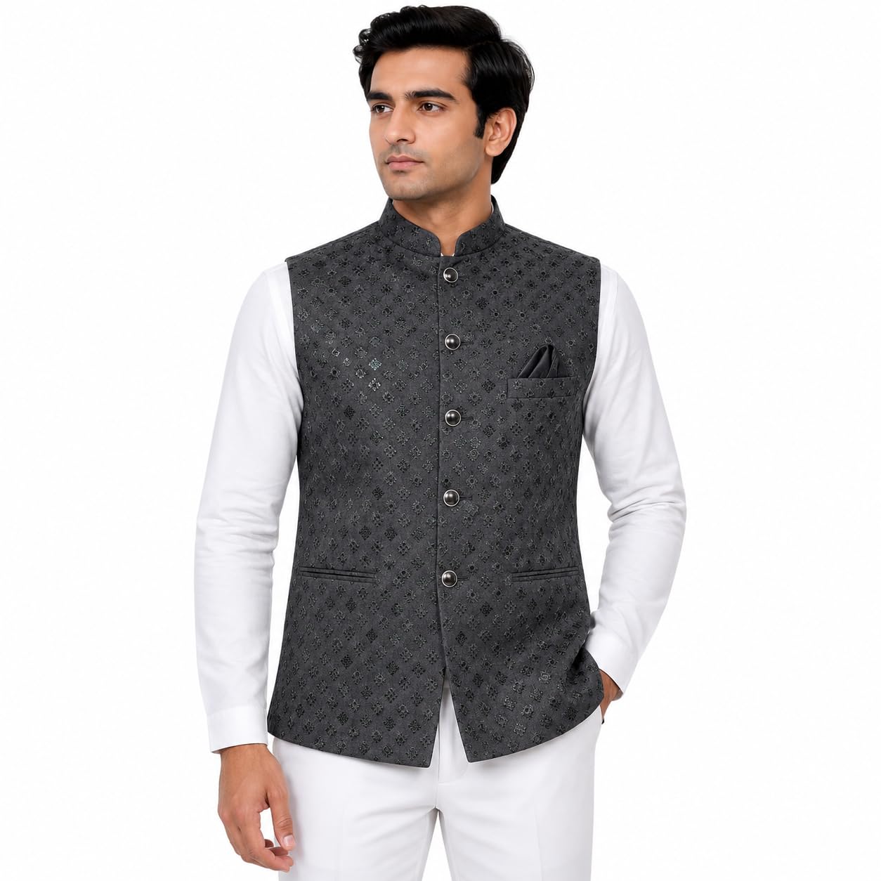 Men's Nehru Jacket with Sequin Embroidery, Indian Ethnic Waistcoat,-picture-48