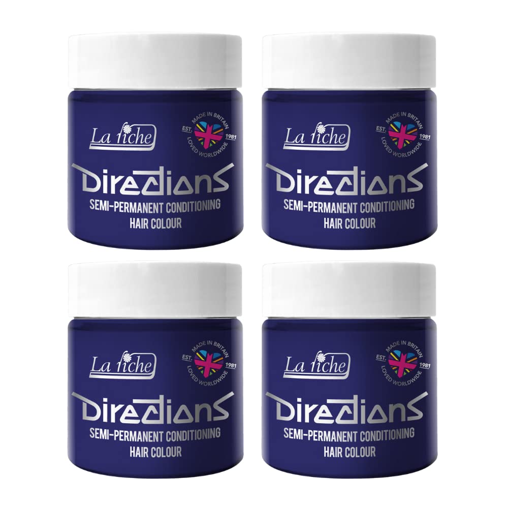 4 x La Riche Directions Semi-Permanent Hair Color 100ml Tub (Midnight Blue)
