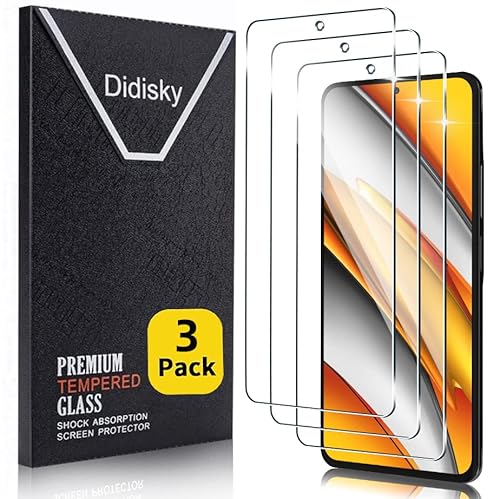 Didisky 3 Stück Schutzfolie Kompatibel mit Xiaomi POCO F3,Entsperren von Fingerabdrücken,9H Hartglas, Keine Blasen, High Definition Schutzfolie, Einfach anzuwenden, Fall-fre&lich