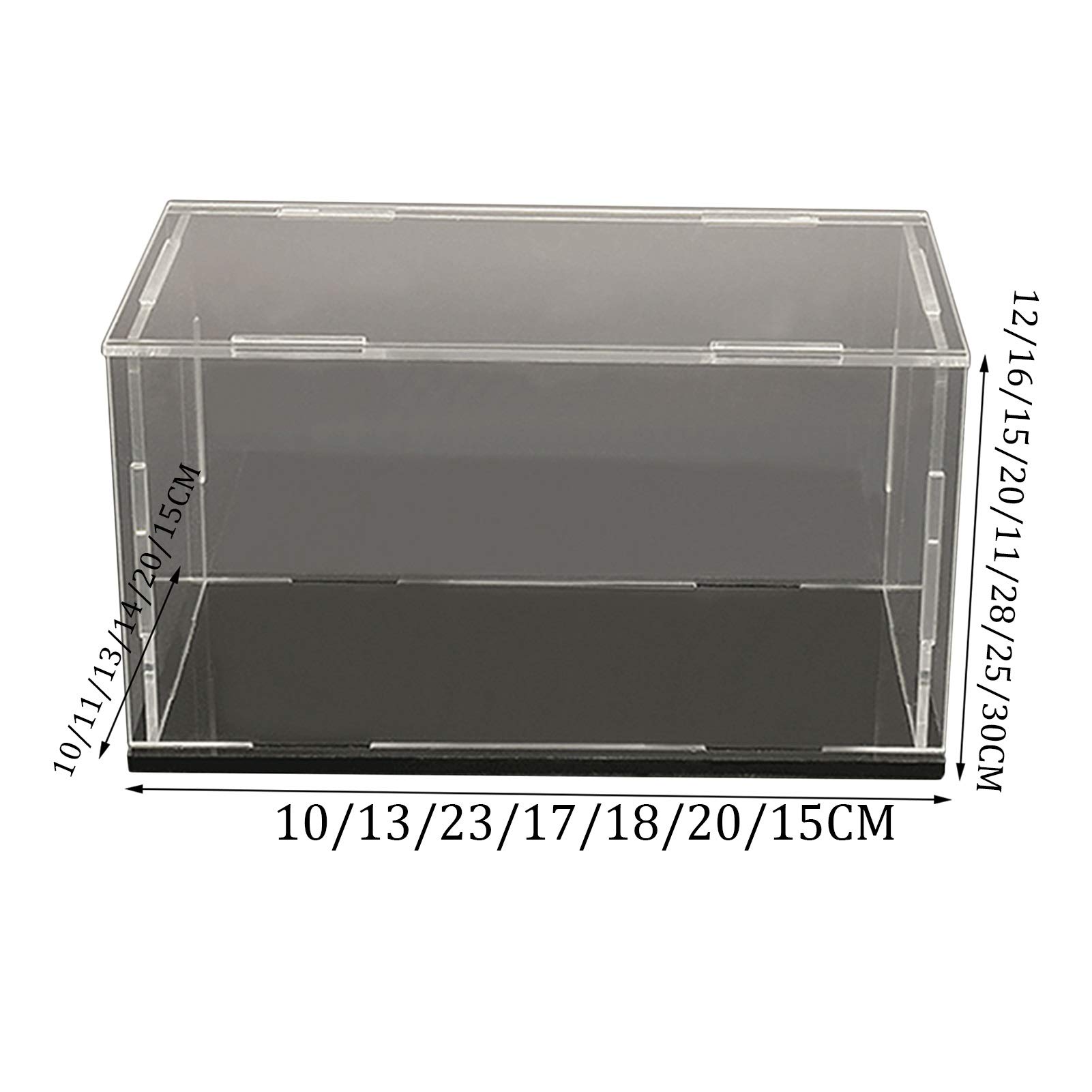 Przezroczyste akrylowe pudełko ekspozycyjne Cube, Akrylowa gablota na przedmioty kolekcjonerskie, przezroczysta i czarna, w wielu rozmiarach(13x10x15CM)