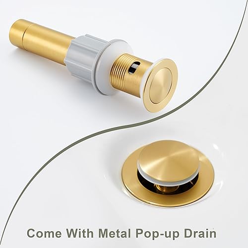 Miniatura 8 de Ultimate Unicorn Grifo de Baño para Lavabo Dorado Cepillado, Grifo de Lavabo de Baño de 4 Pulgadas para 3 o 2 Agujeros, Grifos de Cascada de 2