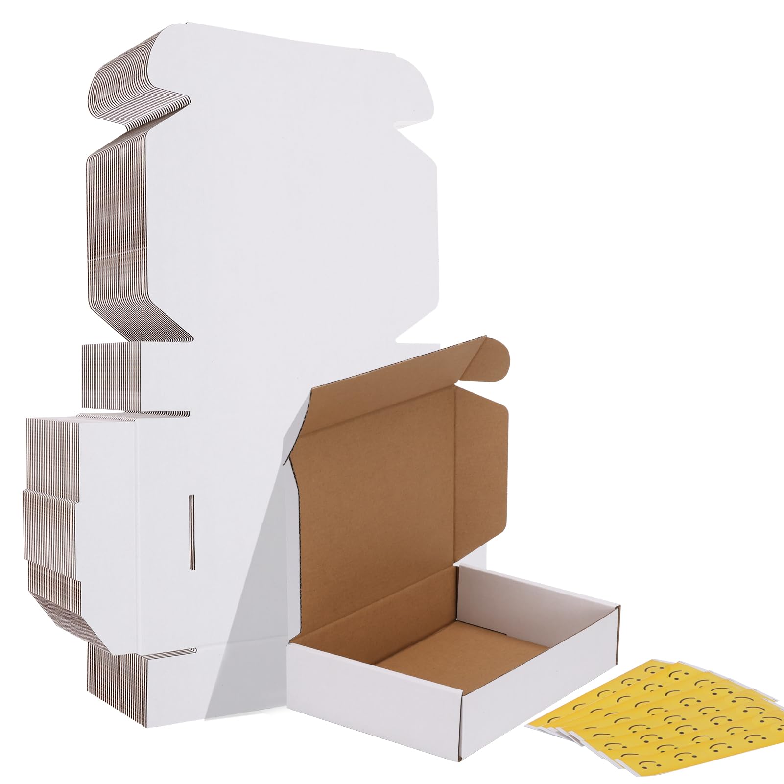 HORLIMER 9x6x2 Shipping Boxes Set of 30, White Corrugated Cardboard Mailer Box for Packing Small Business