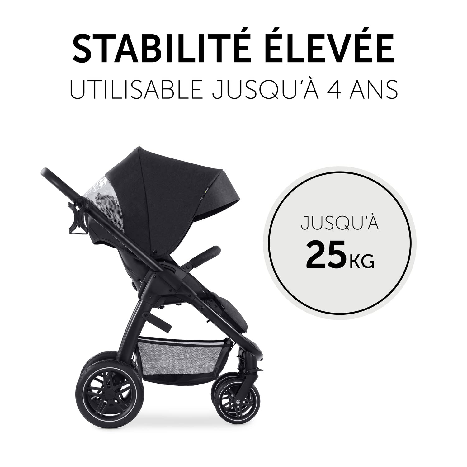 hauck Poussette 2 en 1 Saturn R Duoset, dès Naissance jusqu'à 22 kg, Inclus Nacelle Bébé, Siège Réversible et Inclinable, Pliable, Réglable, Porte-gobelet, UPF 50+, Panier jusqu'à 3 kg, Noir