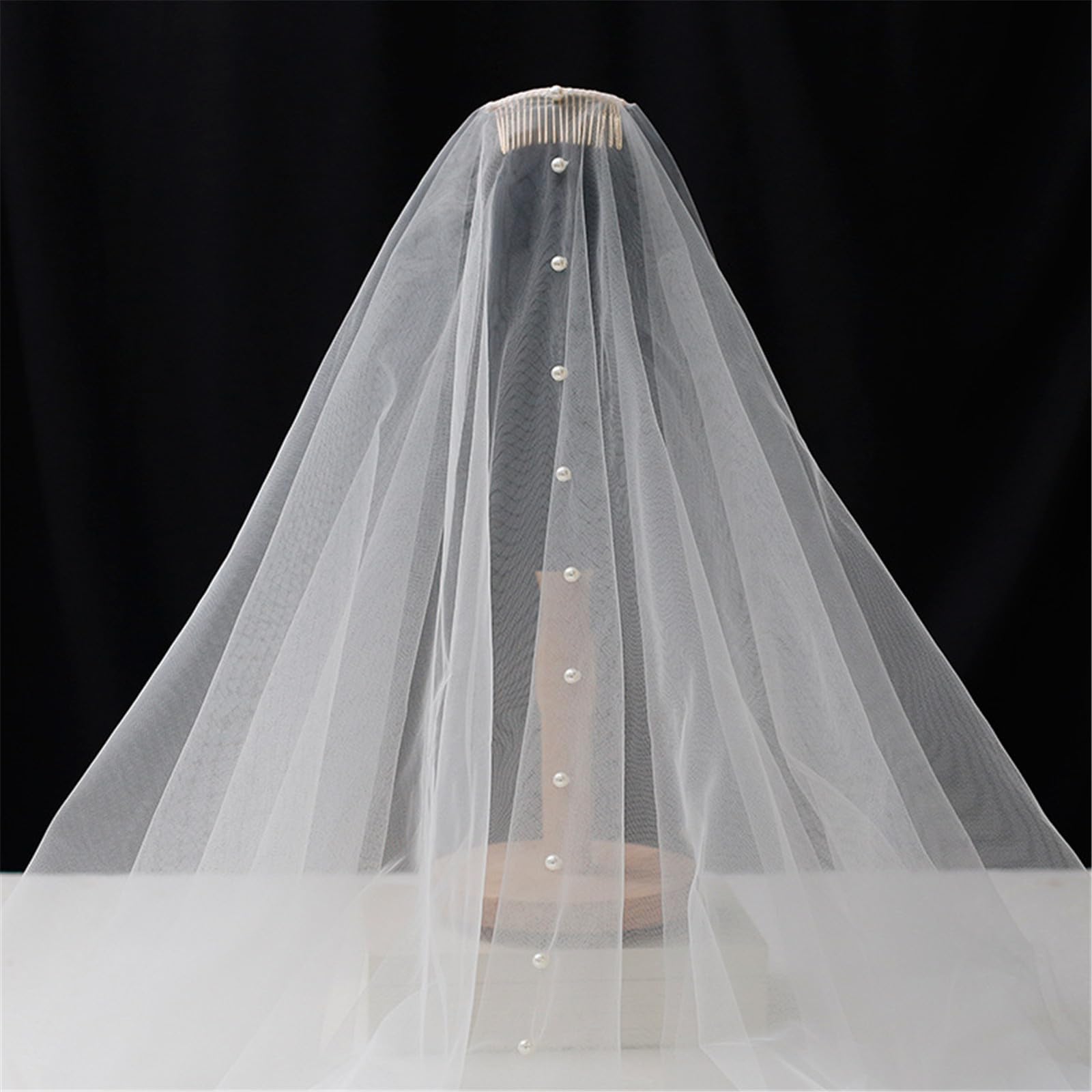 Velo da Sposa Sposa Semplice Foulard in Tulle Perle Corto Addio al Nubilato Addio al Nubilato Velo da Sposa Sciarpa per Addio al Nubilato